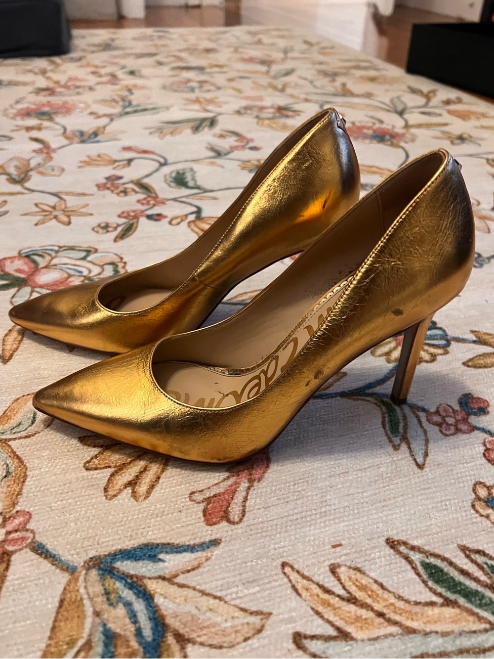 Sam Edelman Hazel Gold Pointed-Heel